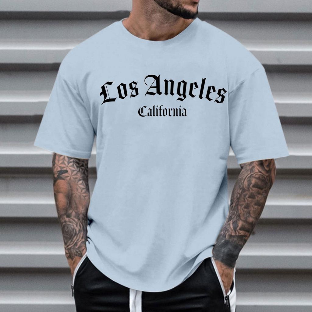 Men's Crew Neck Letter Printed Short Sleeve Fashion Cotton Top Versatile T-Shirts Men’s