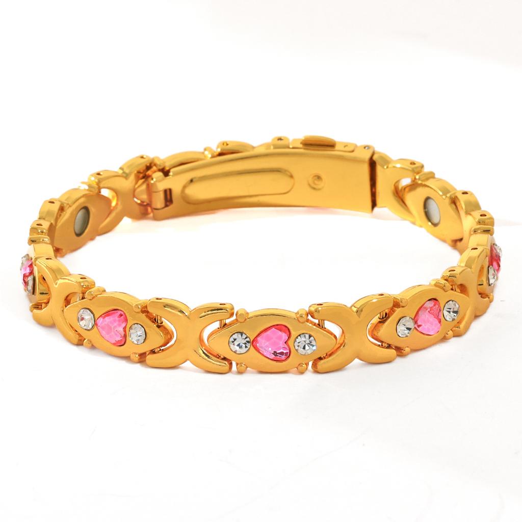 Ladies Detachable Energy Magnetic Bracelet Eco Friendly Rhinestone Adjustable Bangle