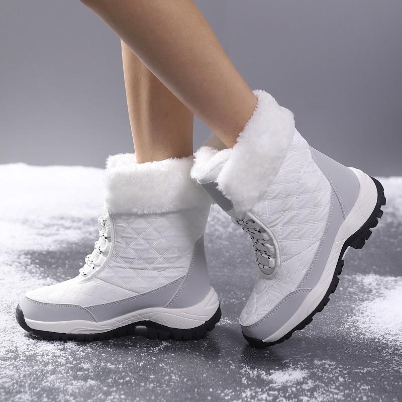 Warm Cotton Shoes Women's High-top Boots Anti-slip Snow Boots Winter Plush Outdoor Walking Shoes Hiking Sneakers