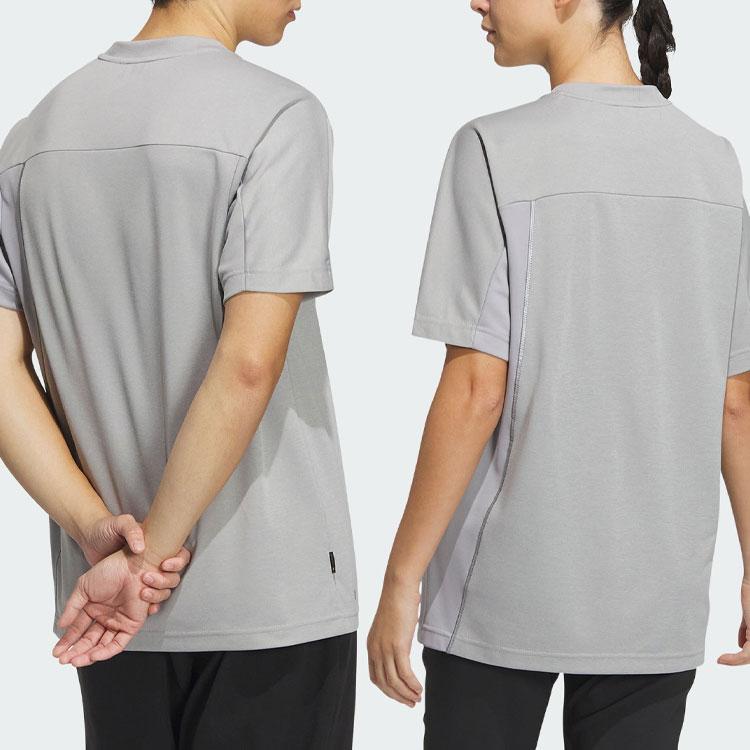 Adidas Tech Tee Logo Print Round Neck Loose Short Sleeve T-Shirt Unisex Tops Medium-Hemp-Gray IC4428