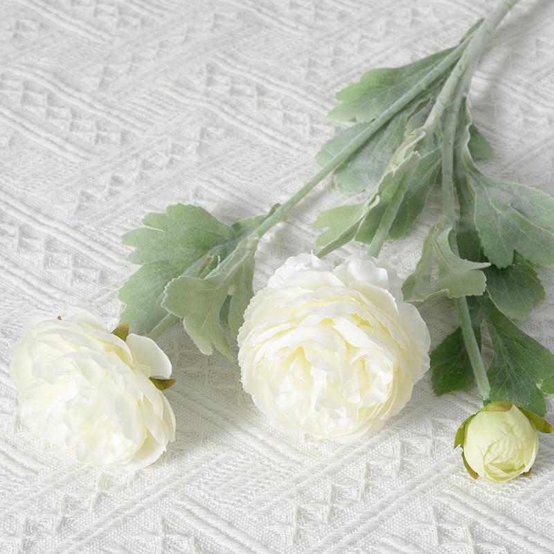 3-Heads Artificial Ranunculus Flowers Arrangement Exquisite A Must- Have for Home And Wedding Decoration