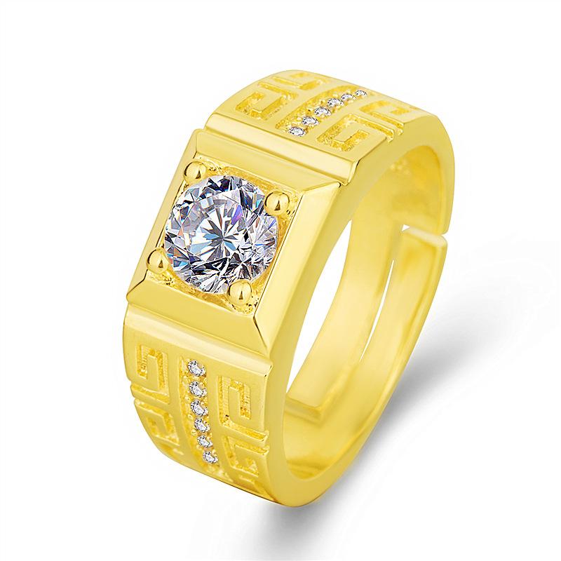 

Роскошное золотое мужское регулируемое кольцо с цирконом – Смелый европейский стиль, корейский тренд, дизайн «Великая стена», ювелирные изделия для пары с бриллиантами высокой чистоты Adjustable Opening