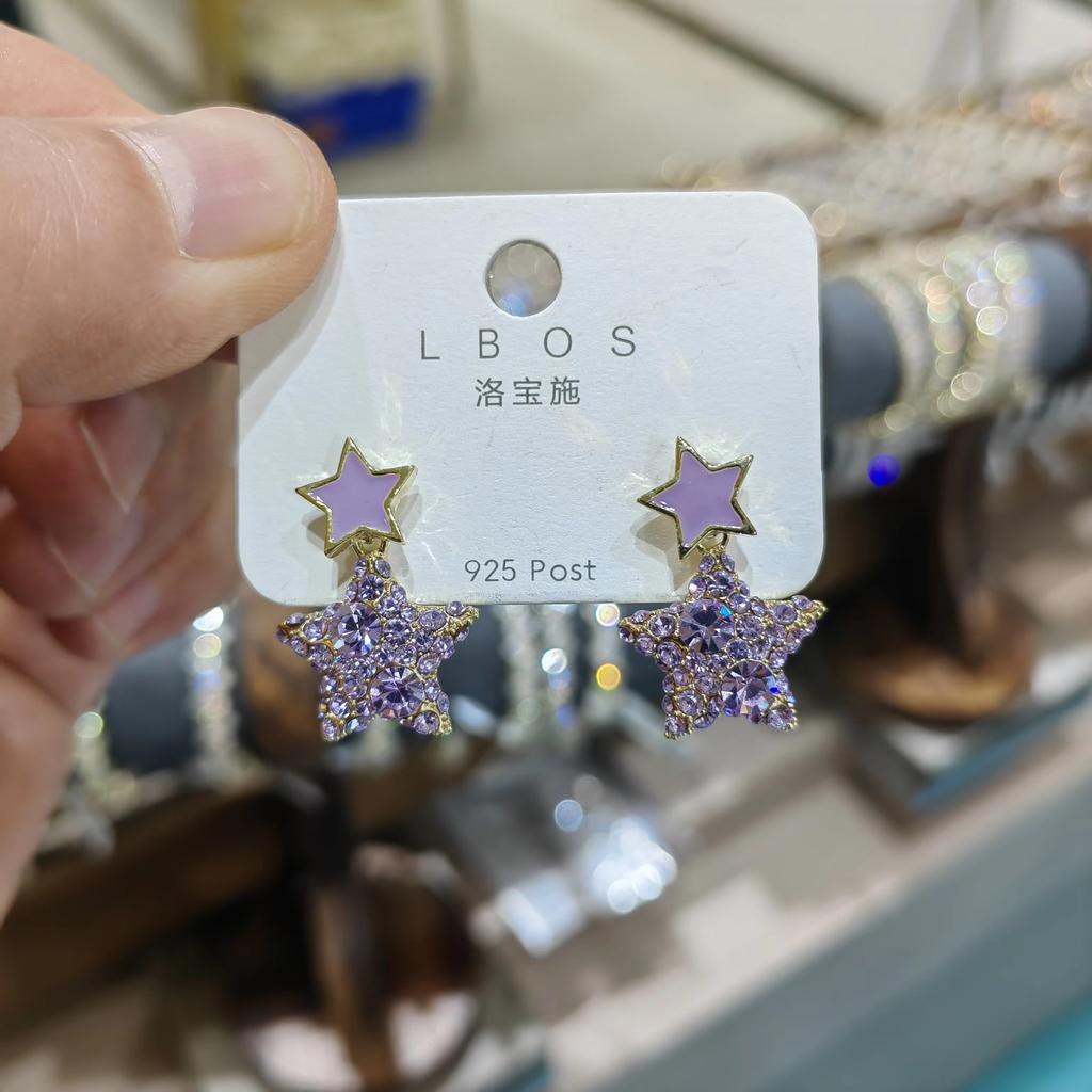 Purple Color Women Dangle Earrings Small Round Unusual Earrings Fashion Flower Butterfly Hanging Earrings Pendientes Mujer