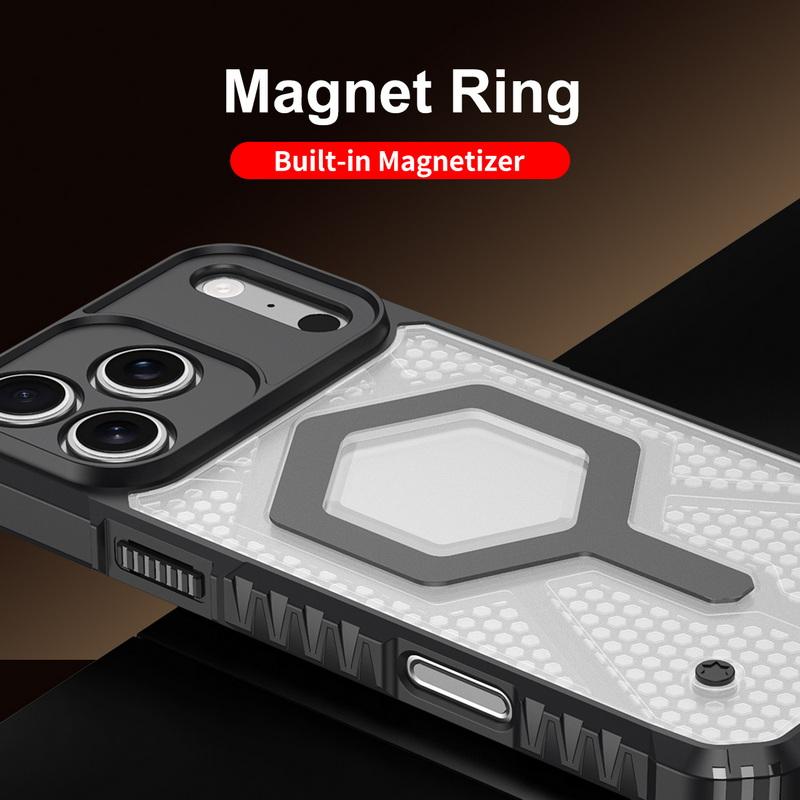 Custodia Magnetica per Telefono con Motivo a Nido d'Ape Per iPhone 17 Pro Max 16 15 14 13 Pro Max Cover Bumper Ibrida TPU+PC Antiurto