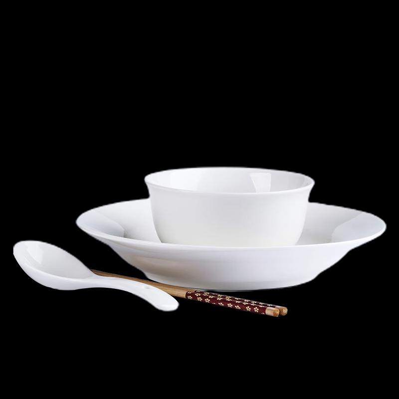 Jingdezhen Pure White 4-Piece Ceramic Dinnerware Set