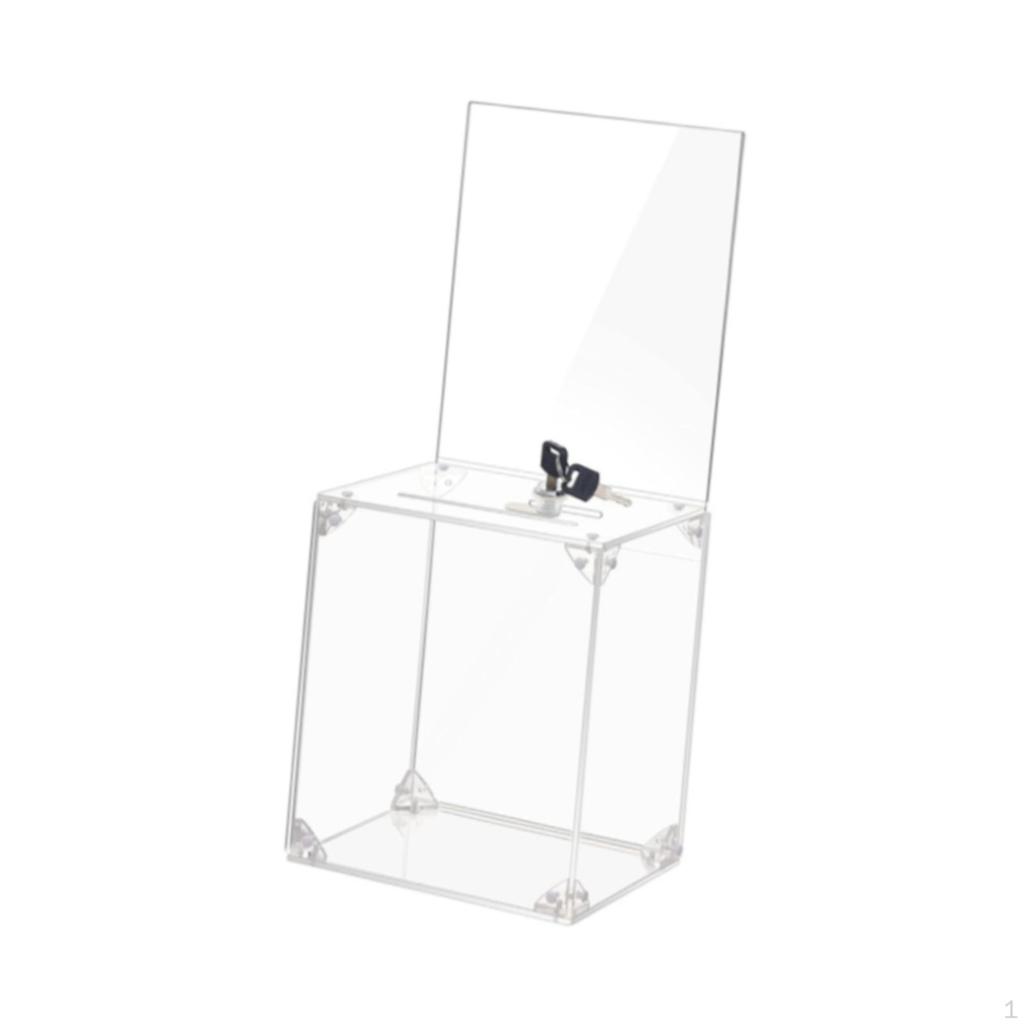 Clear Acrylic Donation Box with Lock Slot Storage Container Comment Case Versatile for Office