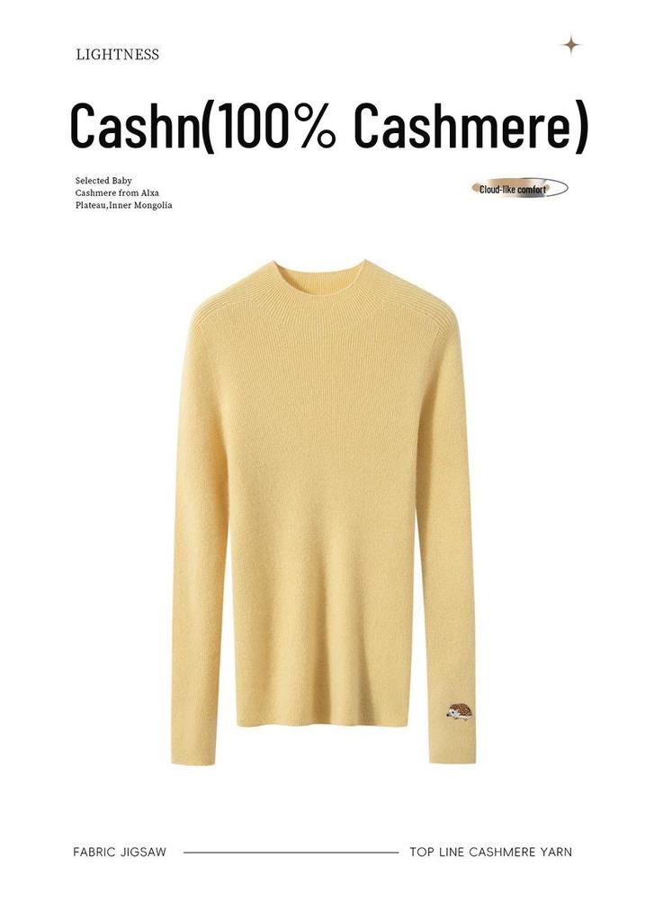 Autumn/Winter 2025 Women's Slim-Fit Striped Cashmere Embroidered Knit Top