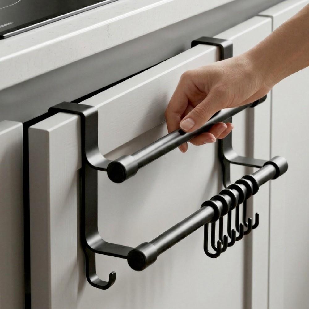 Heavy Duty Double Rod Towel Rack Punch-Free Bath Towel Organizer Bathroom