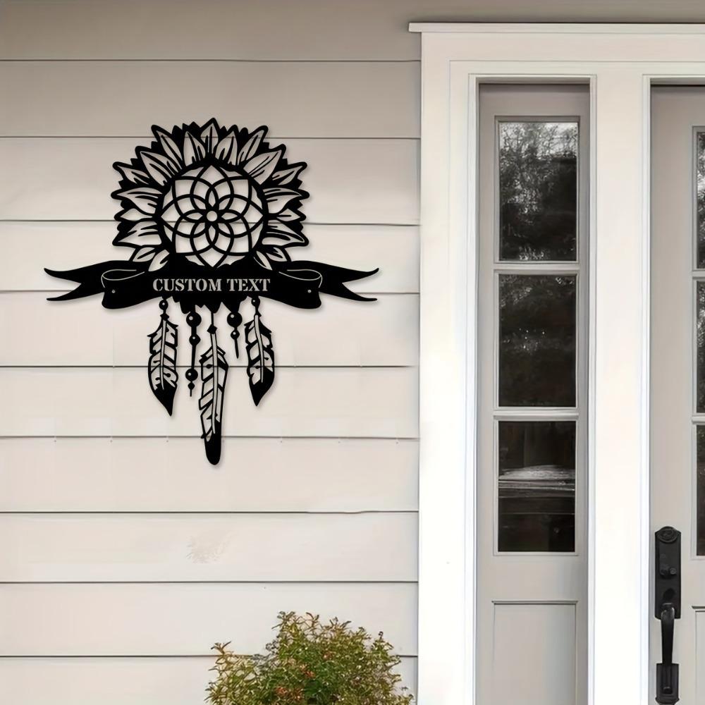 Personalized Goldenbloom Metal Wall Sculpture, Custom Inscription, Countryside Kitchen & Lounge Decor, Custom Sign