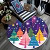 Colorful Trees Snow Winter Round Area Rug,Carpet Rug for Living Room Bedroom Sofa Playroom Decor,Non-slip Floor Mat