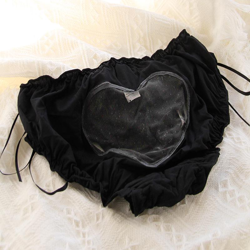 Black Women's Lace Mid-Waist Bow Mesh Panties - 620 Series