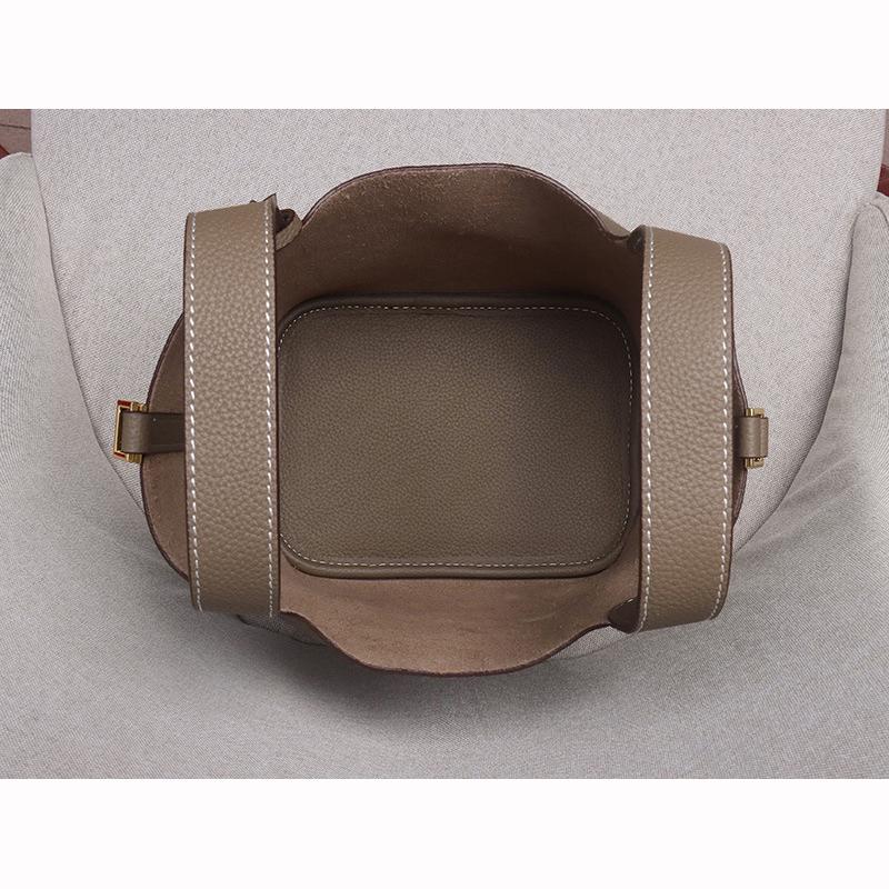 Genuine Leather Women's Bucket Bag Large Capacity Vegetable Basket Bag - NO LOGO
