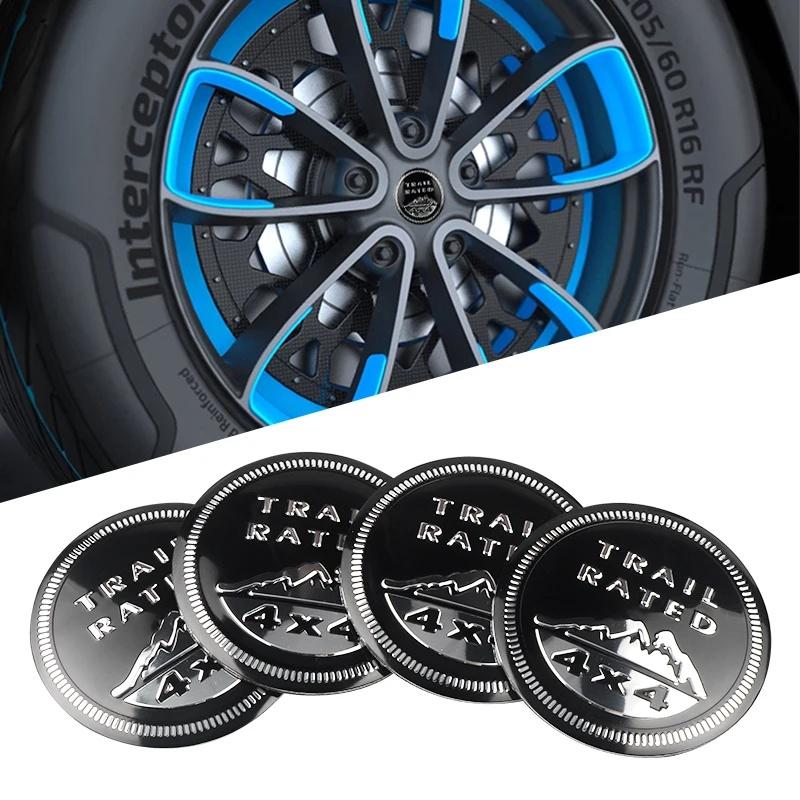 

Jeep Auto Accessories 4PCS 56mm Wheel Hub Center Cap Sticker for Renegade Wrangler JK Grand Cherokee Compass Patriot Rim Decal