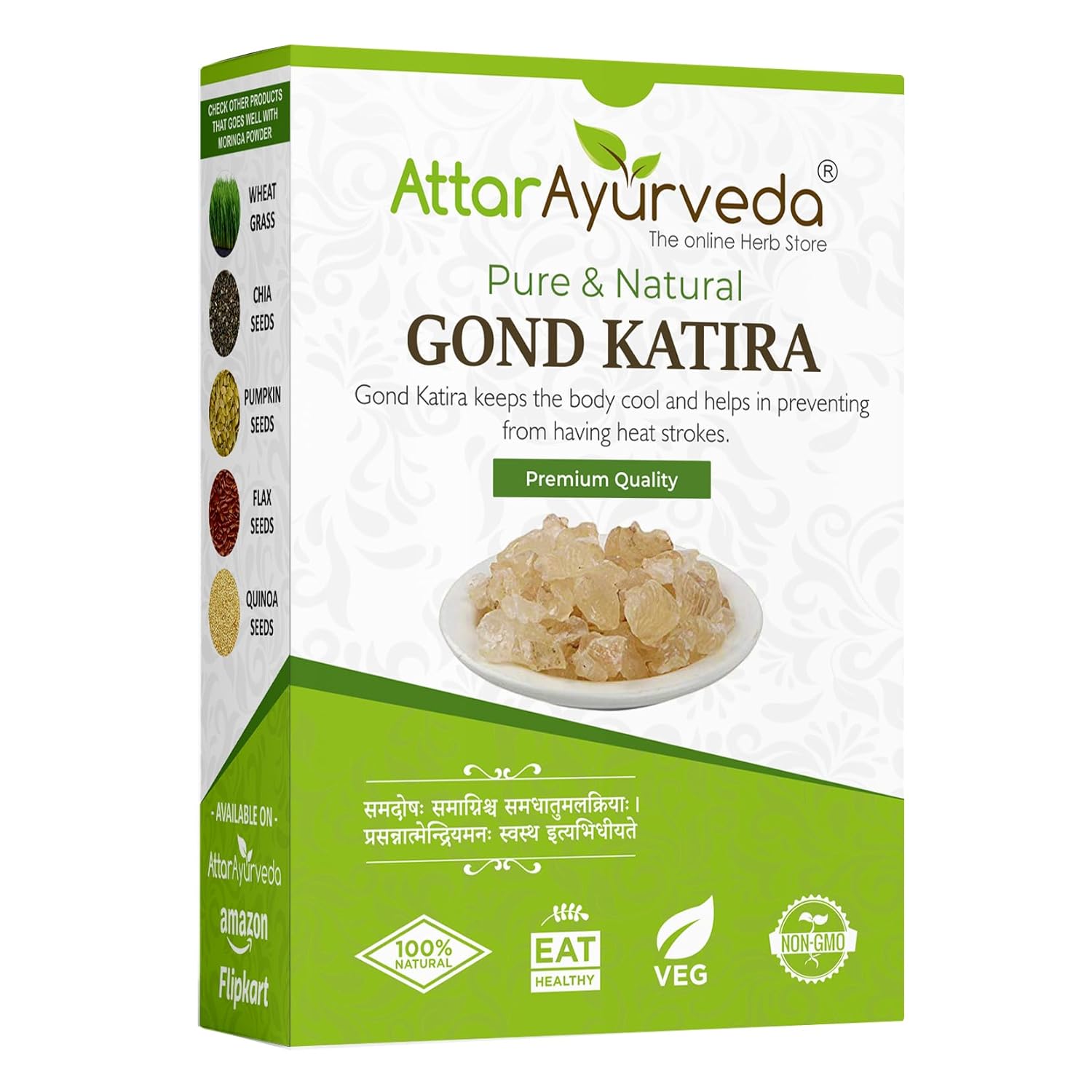 Attar Ayurveda Gond Katira Pure Edible Gum 200 g Natural Cooling Herbal Food Tragacanth Summer Drink Superfood