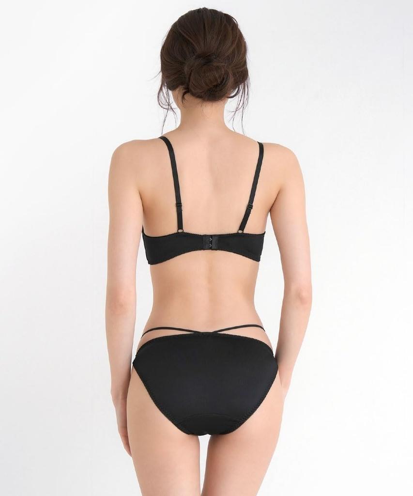 Inner Leopard Satin String Bra and Shorts [Nissen] Women's Set, Set, Wine, G90/3L