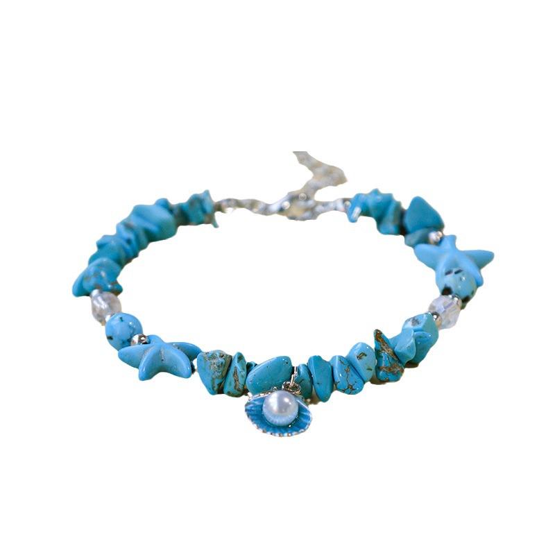 Handmade Seashell & Crushed Stone Bracelet with Lobster Clasp - Perfect Summer Travel Souvenir