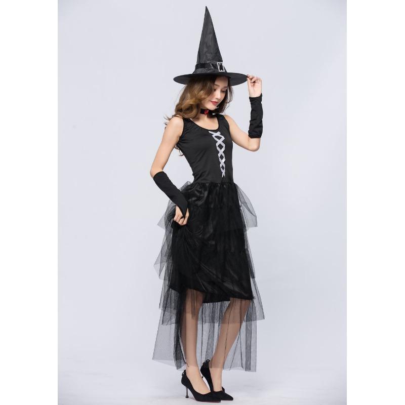 M-XL Halloween Cosplay, Witch Mesh Dress Costume, Wizard PLAY Witch Costume