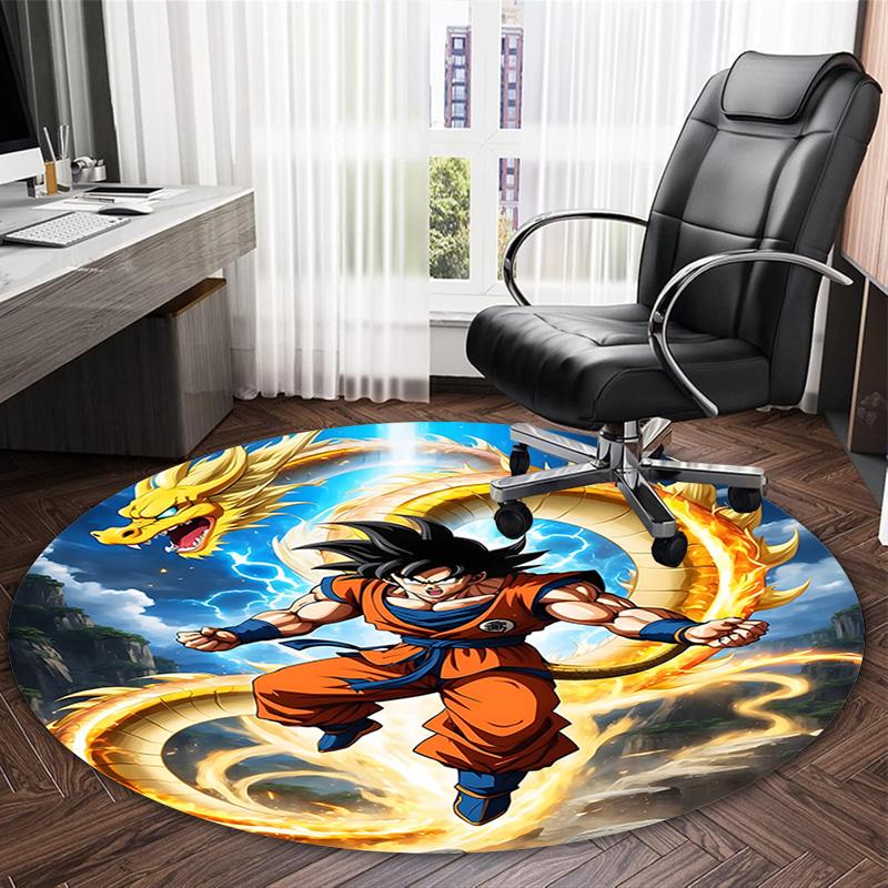 1pc Dragon Ball2 Print Round Carpet Chair Round Carpet Suitable for Bedroom Living Room Home Decorative Carpet