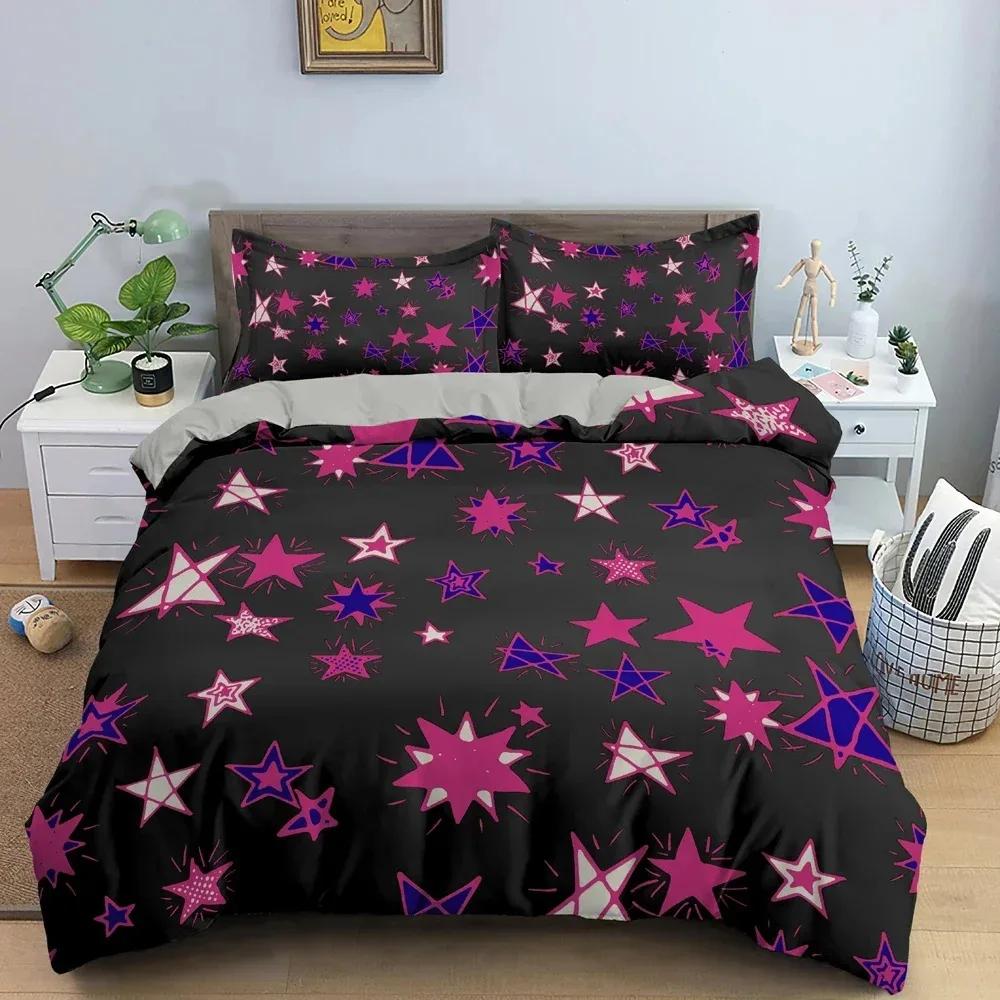 

New Fashion Star Pattern Duvet Cover Colorful Stars Print Quilt Covers For Bedroom Single Twin Queen King Bedding Set Home Decor EU Twin(135x200cm)