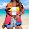 Stile Hawaiano Stampa 3D Monopetto Donna Camicia Hawaiana Moda Collo a Revers T-Shirt Estiva Manica Corta Donna