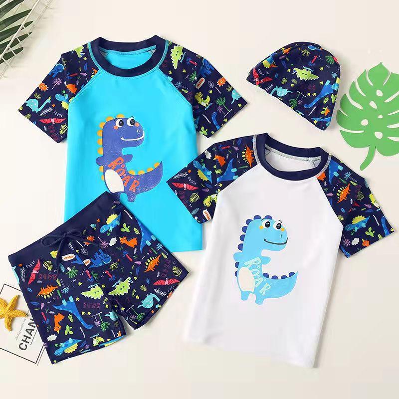 Nuorman Kids Split Swimsuit Set with Cap