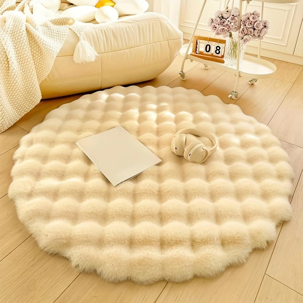 Round Bubble Velvet Carpet Solid Color Soft Fluffy Plush Non Slip Rugs Warm Bedroom Cushion Coffee Table Floor Mats Home Decor