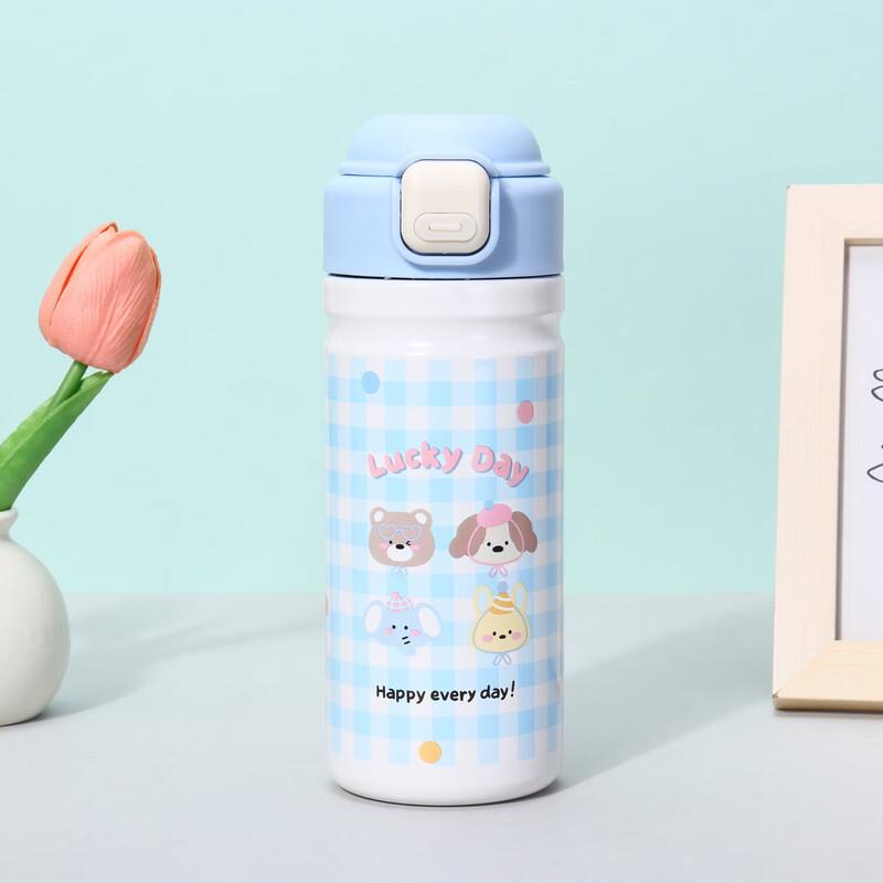 Portable Cartoon Thermos Water Bottle with Straw