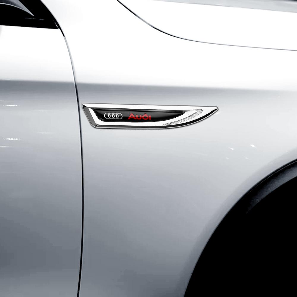 2pcs 3D Metal Car SLINE Emblem Side Fender Decor Sticker Body Decal For sq Sline TT A6 C6 C5 A5 A4 B8 B6 A3 A8 A2 Q3 Q5 Q7 RS