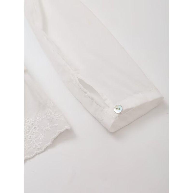 Kaslead New Arrival Women's Fashion Style Fashion Minimalist Bowknot Embroider Long Sleeves Shirt 0081046