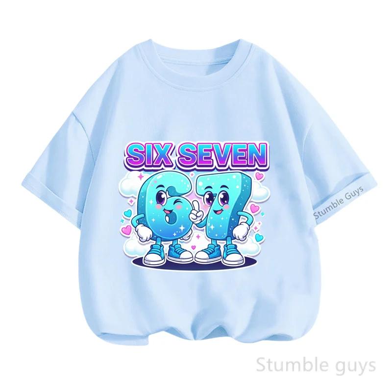 

Top Selling 67 Print Tshirt Six Seven T-shirt Summer Kids Boys Clothes Girls Short Sleeve Tops 110