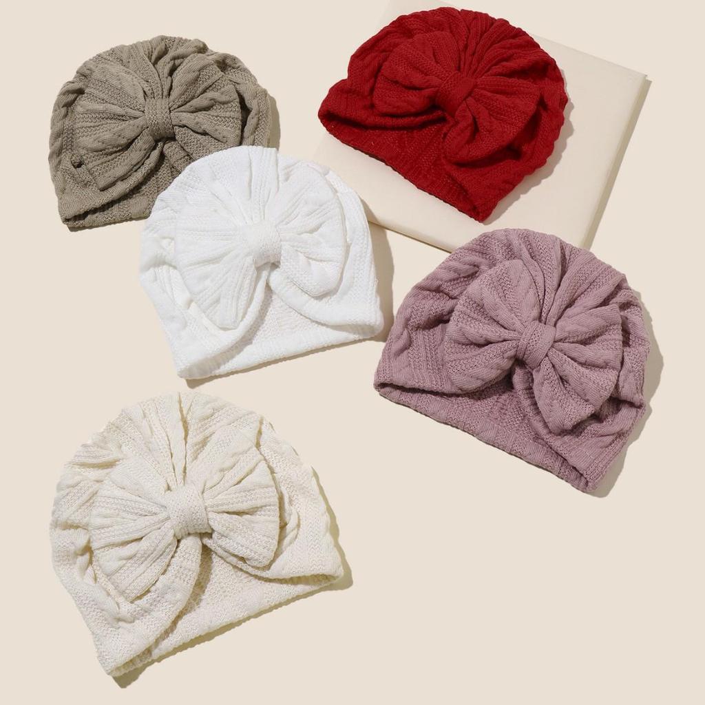 Four Seasons Newborn Bow & Headscarf Hat - Cute, Protective Baby Fontanelle Hat