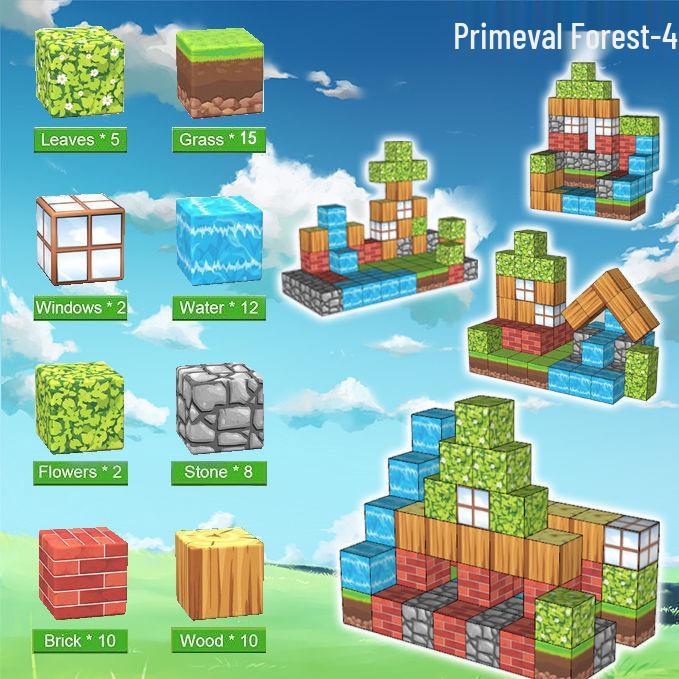 Primeval Forest 3D Magnetic Block Set for Kids - Educational Toy