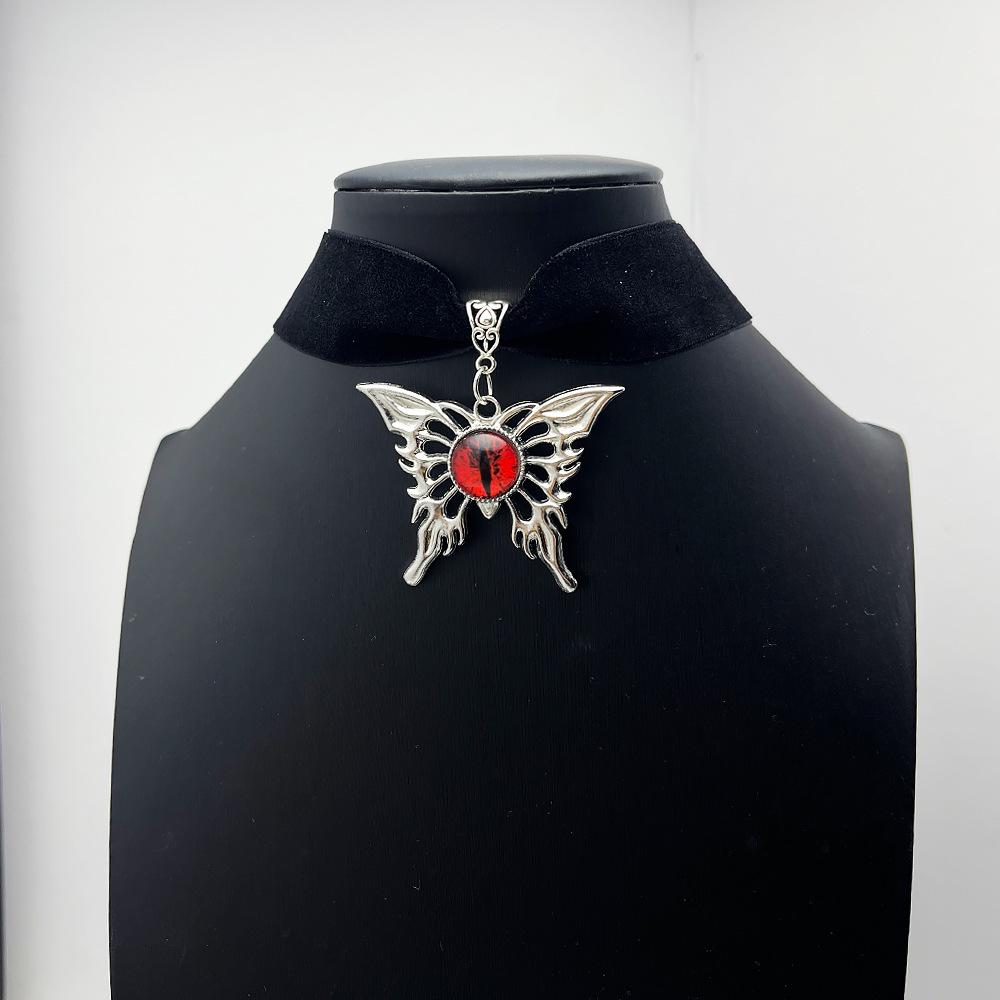 Готический Темный Бархатный Чокер-Ожерелье с Бабочкой - Модное Вечернее Украшение для Женщин красный
