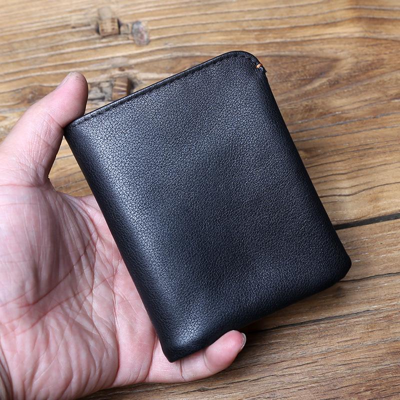 

NZPJ Leather Men s Wallet Credit Card Bag Mini Wallet Top Cowhide Coin Wallet Women s Wallet Thin Wallet Vertical Photo Wallet чёрный