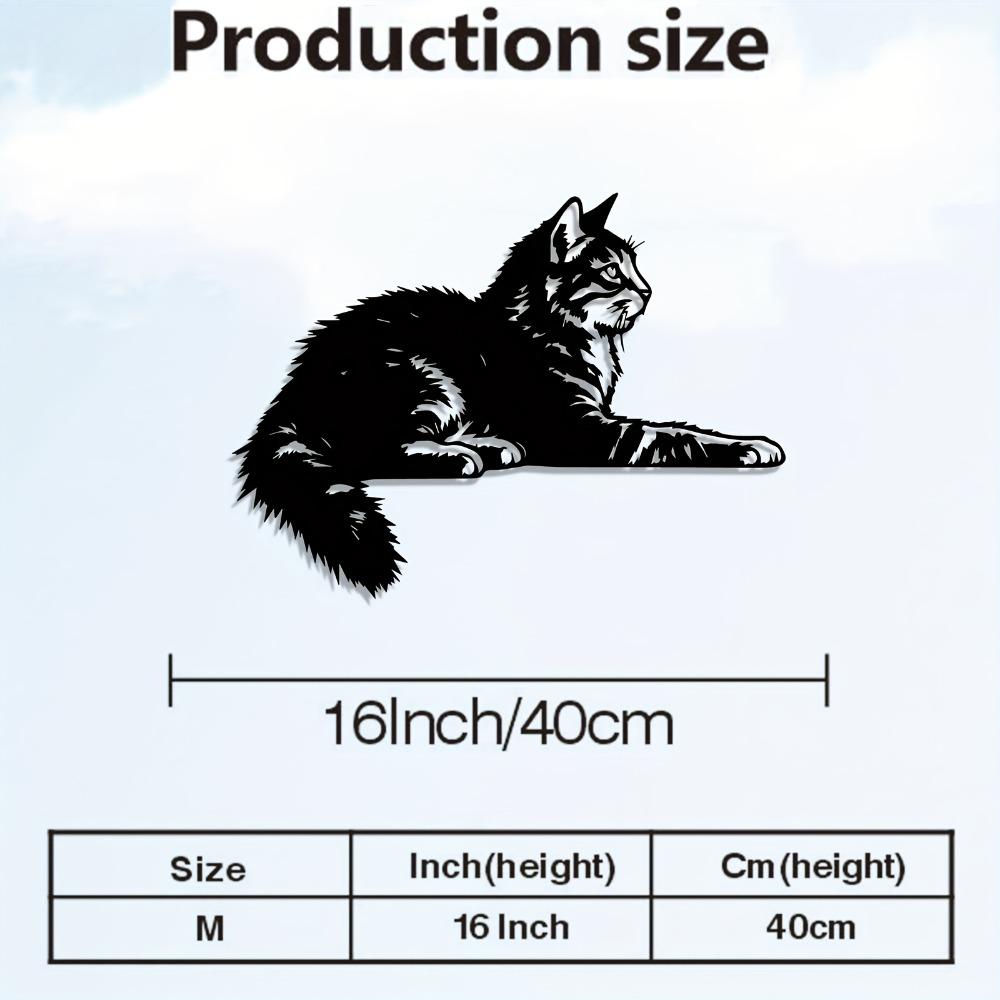 Maine Coon Metal Wall Art Cartoon Cat Statue Mural Waterproof for Grooming Salon Pet Decor Gift for Cat Lovers Farmhouse Hanging Ornament