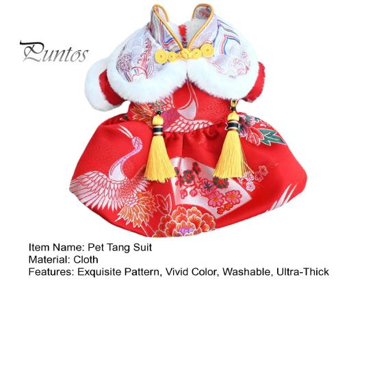 Pet Clothes Tang Suit Tassel Design Vibrant Color Button Closure Exquisite Pattern Friendly To Skin Puppy Costume Keep Warm Cloth Thickened
