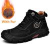 Fashion Hiking Men Boots New Leather Outdoor Walking Boots Man Non-Slip Retro Man Casual Boots Winter Warm Comfy Leather Men's Shoes