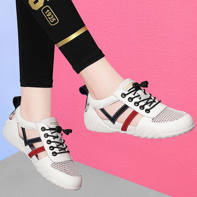 Little White Shoes Women's New Leather Sports Shoes Spring and Summer Travel Versatile Flat Casual Shoes Breathable Women's Shoes