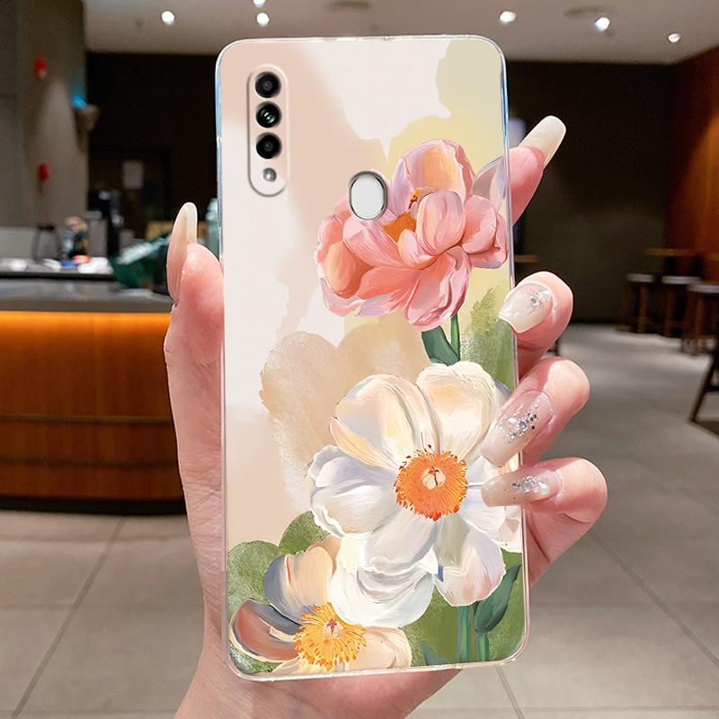Case For OPPO A31 2020 / OPPO A8 2019 Coque Capa Flower Butterfly Phone Cases CPH2015 Soft Silicone Transparent TPU Jelly Cover
