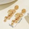 European and American light luxury earrings geometric folds round design pendant metal stud earrings versatile high-end niche earrings