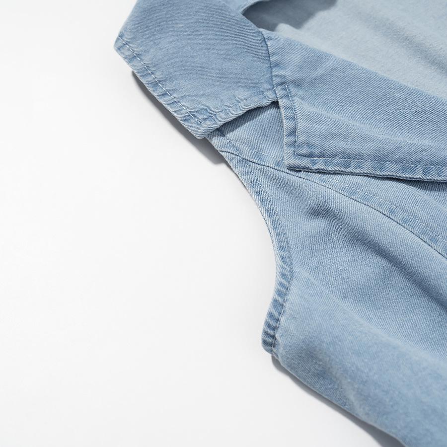 Women's Blue Sexy Button Denim Long Dress