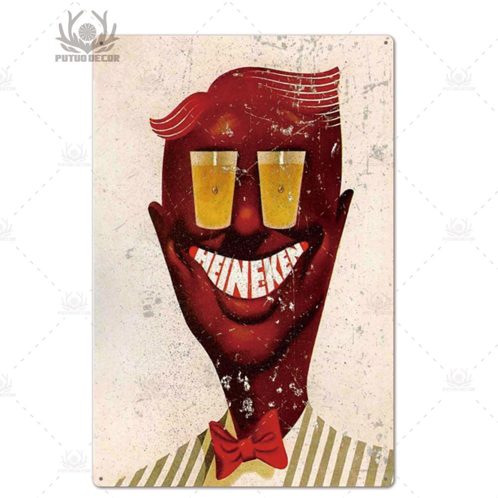 Putuo Decor Lustiges Bier Blechschild Plakette Metallschild Vintage Poster Wanddeko für Bar Pub Club Man Cave Retro Kunst Dekorativ