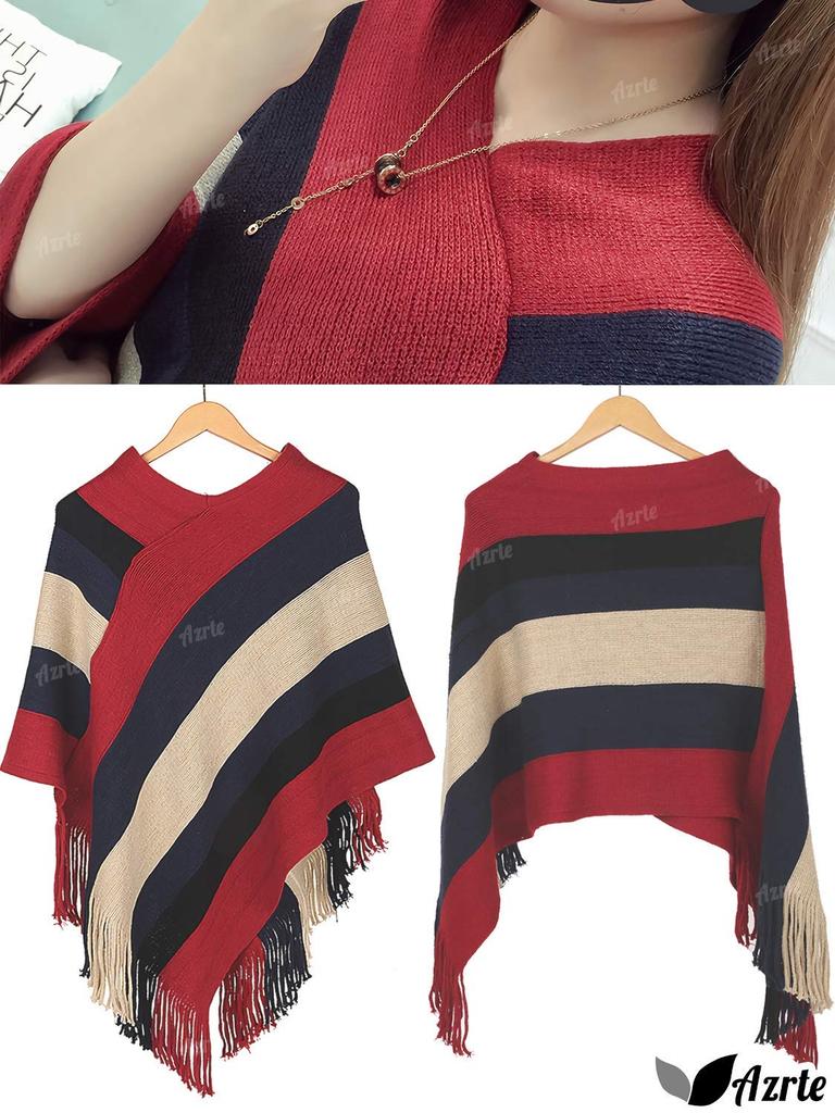 Everyday Going For Adult Cold Red [AZULTE] Poncho, Cape, Stole, Women's Fashion, Spring, Autumn/Winter, Stole, Commuting, School, Wear, Out, Cute,