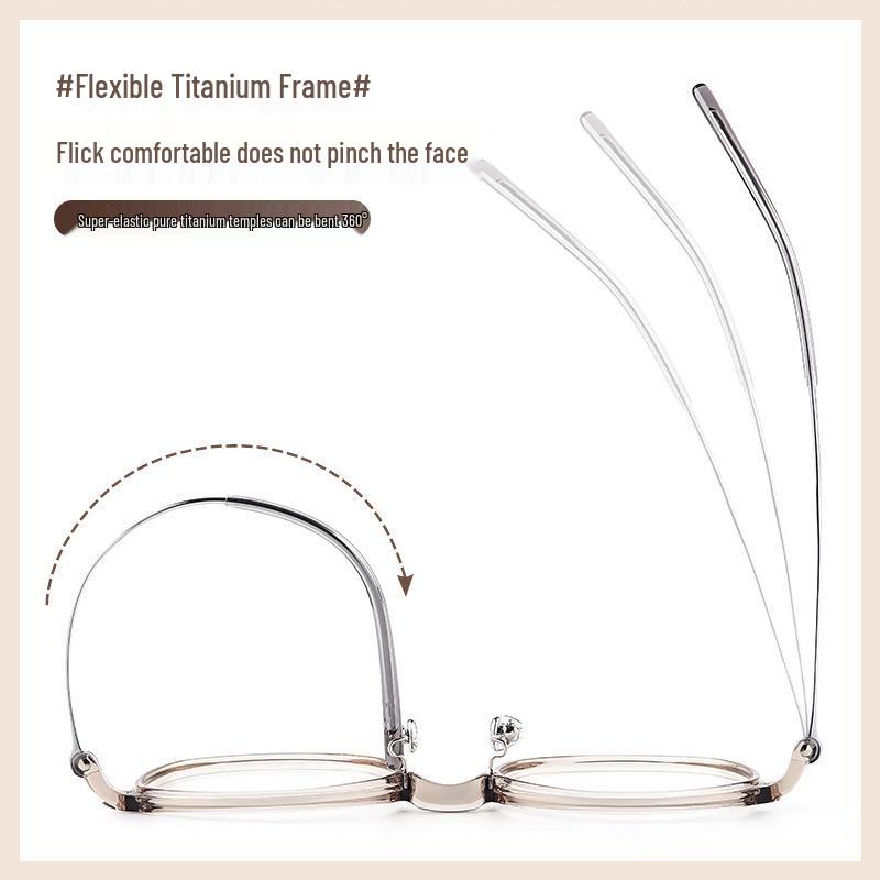 6.8g Ultralight Pure Titanium Small Round Eyeglasses Frame – Trendy Internet Celebrity Style