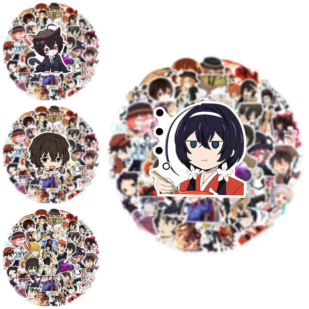 50pcs Bungo Stray Dogs Stickers Reusable Decor For Laptop Trolley Case Graffiti