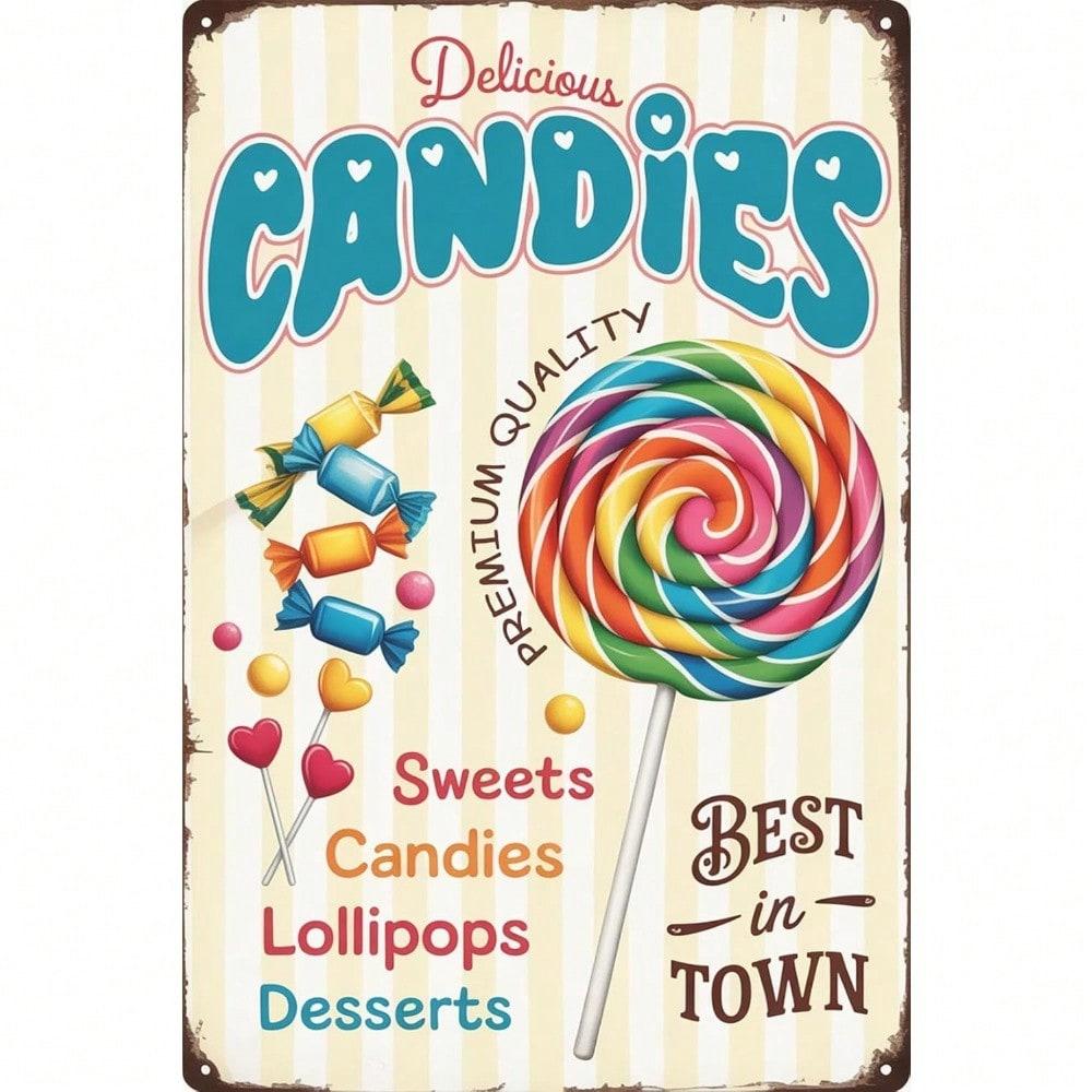 

Vintage Candy Store Metal Wall Sign 8x12 Inch Retro for Bar Cafe