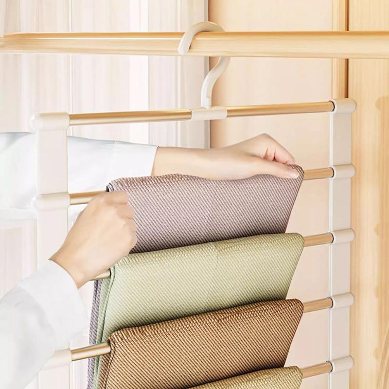 Stainless Steel Pants Hanger Magic Foldable Trouser Rack For Save Wardrobe Space Ladder Hangers Closet Organizer