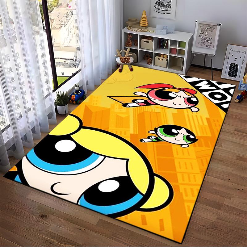 Powerpuff Girls Cartoon Design Rug Non-slip Rug Suitable for Living Room and Bedroom Sofas