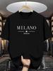 Milan Italian Print Unisexs Breathable Polyester Crew Neck Tshirts Lightweight Short Sleeve Tops For Casual Outdoor