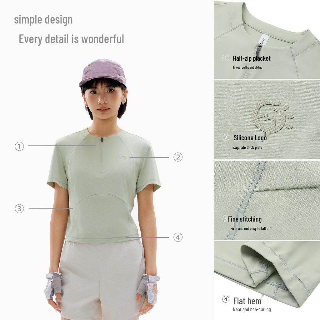 Women's Quick-Dry Sun Protection Yoga Top - Short Sleeve Breathable Moisture-Wicking T-Shirt for Summer